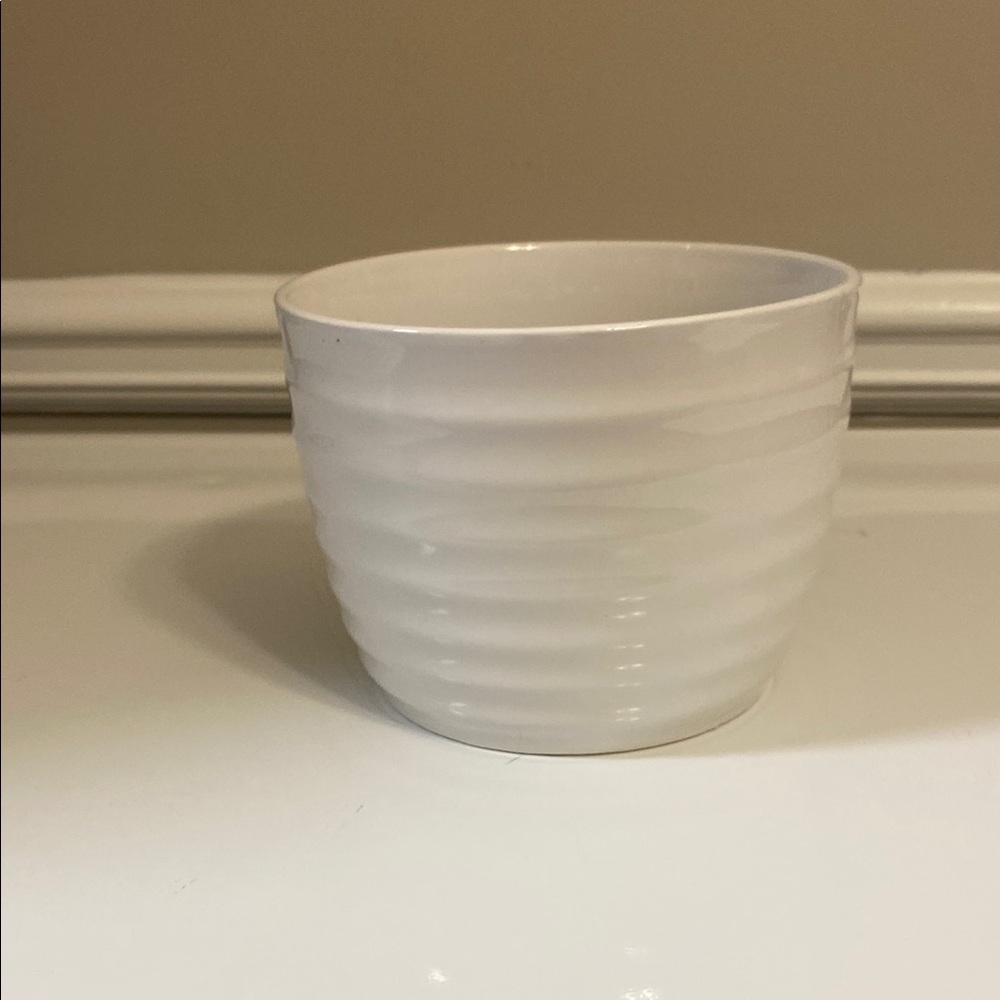 White Ribbed Ceramic Bowl
